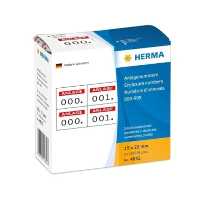 Afbeelding van Herma bijlagenummers 15x22mm opdruk rood 4832