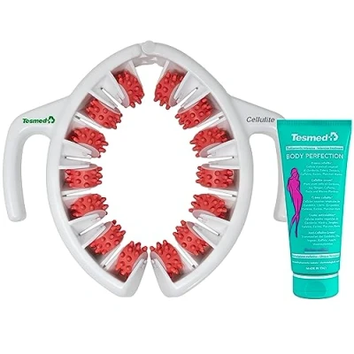 Afbeelding van Tesmed cellulitis roze + crème Body Perfection: massagetherapeut Made in Italy anti met drievoudige werking cellulitiscrème