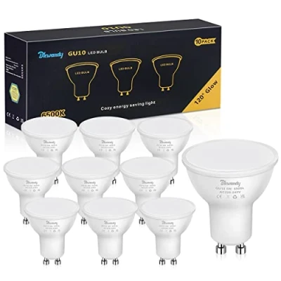 Afbeelding van Blewandy Ledlamp, GU10, koudwit, 6500 K, 5 W, komt overeen met 40 gloeilamp, led spot, 450 lm, brede stralingshoek, 120 graden, niet dimbaar, energiebesparend, 10 stuks
