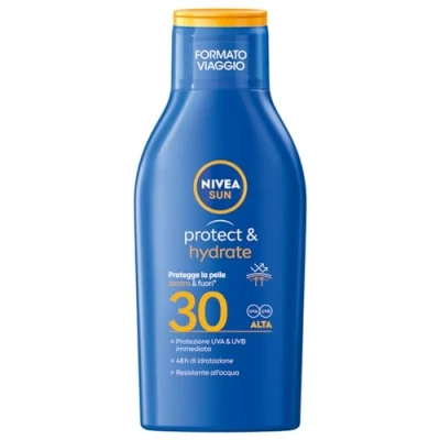 Afbeelding van NIVEA SUN Protect &amp; Hydrate SPF 30 Reisformaat 100 ml, vochtinbrengende zonnecrème 48 uur snel absorberend, zonwering waterbestendig met vitamine C en hyaluronzuur