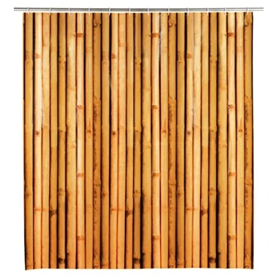 Afbeelding van Douchegordijn Bamboesa, gordijn van milieuvriendelijke, recyclebare kunststoffolie (PEVA), voor douche en badkuip, waterdicht, 180 x 200 cm, incl. 12 witte douchegordijnringen, bruin