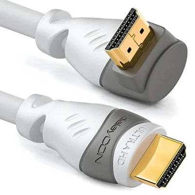 Afbeelding van deleyCON 1 m HDMI kabel met 270 hoek Compatibel 2.0 / 1.4 UHD 4K HDR 3D 1080p 2160p ARC Hoge snelheid Ethernet Wit