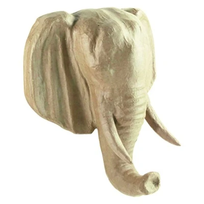 Afbeelding van Décopatch MA024O een houder van bruin papier maché, 31 x 16,5 36 cm, olifantenkop om op te hangen