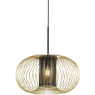 Afbeelding van QAZQA Design hanglamp goud met zwart 50 cm Marnie