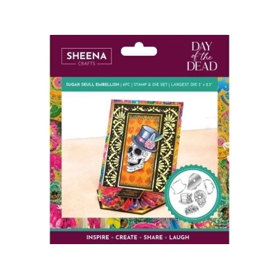 Afbeelding van Sheena Douglass Day of the Dead Clearstamp/Snijmal Sugar Skull Embellish