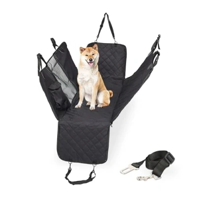 Afbeelding van Relaxdays hondendeken auto achterbank 209x143 cm katoen beschermhoes met gordel