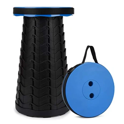 Afbeelding van FIEMACH Draagbare klapkruk, intrekbare kruk van de tweede generatie, campingkruk voor vissen/BBQ/indoor/buitenactiviteiten, Maxi Charge 397 LB (blauw)