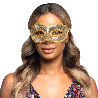 Afbeelding van Boland Oogmasker Venice sequins Goud Volwassenen Showgirl