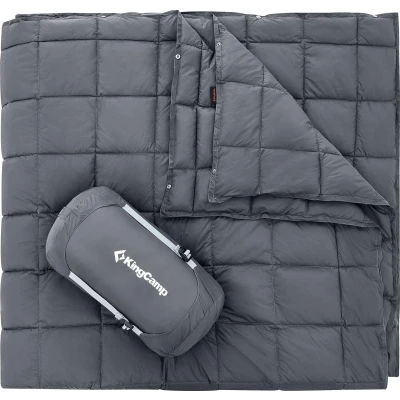 Afbeelding van Ultralichte reisdeken, warme outdoordeken, winddichte campingdeken, waterafstotend, compact, klein pakformaat voor onderweg, picknick, reizen, thuis, 213 x 203 cm, grijs