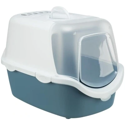 Afbeelding van Trixie Kattenbak Vico Open Top Met Kap Blauw Grijs / Wit 56X40X40 CM