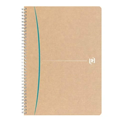 Afbeelding van OXFORD Touareg notitieboek, A4, grote ruitjes, 180 pagina&#039;s, gerecycled papier, spiraalbinding, omslag, kraftpapier, willekeurige kleur