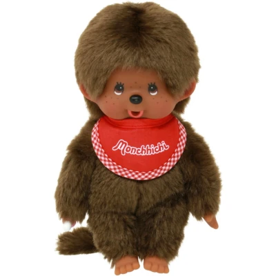 Afbeelding van Monchichi Jongen 20cm Bruin met rode slab