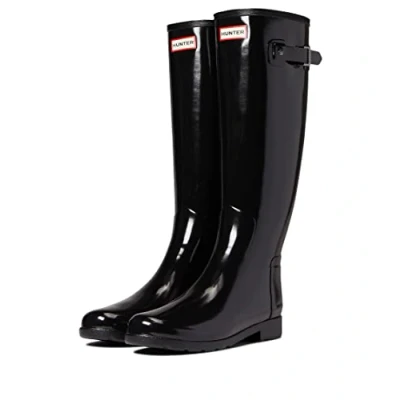 Afbeelding van Hunter Original Refined TALL Gloss Vegan Regenlaarzen, Dames, Maat: 37, Black Natuurrubber