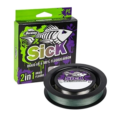 Afbeelding van Berkley Sick Two In One Braid 0,08mm 6,0kg 150m + Fluorocarbon 0,25mm 4,9kg 50m Gevlochten lijn
