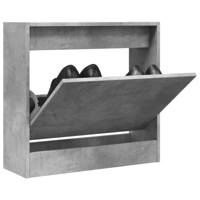 Afbeelding van Schoenenkast 60x21x57 cm bewerkt hout betongrijs