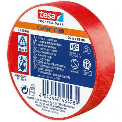 Afbeelding van Tesa PVC elektrische isolatietape 50mm x 25m rood