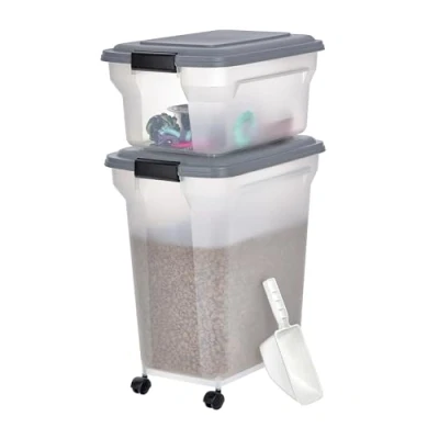 Afbeelding van Iris Ohyama Air Tight Food container set van 2 ATS C Kunststof 20 en 45 liter Transparant/Zwart Met schepje