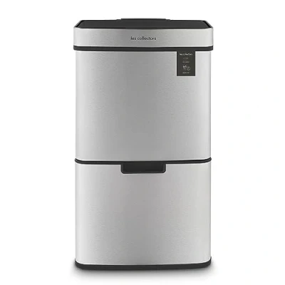 Afbeelding van Les Collectors Afvalemmer met sensor, geborsteld roestvrij staal, nr. 1010, inhoud 64 l, 3 vakken (42 + 11 l), automatische opening aan de bovenkant, infrarood detectiesysteem, stille sluiting,
