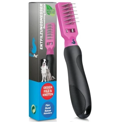 Afbeelding van BluePet Professionele ontwarringskam voor honden en katten, ontwarringshaak, ontwarermes, kattenhark, honden, verwijdert knopen