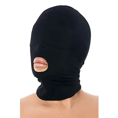 Afbeelding van Rimba Bondage Play Hoofdmasker Uit Elastische Stof Met Open Mond zwart