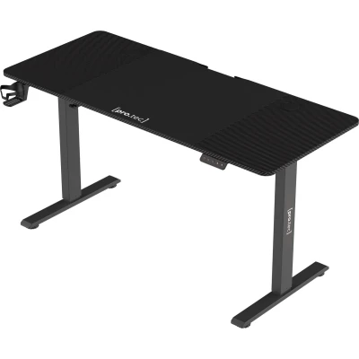 Afbeelding van Game bureau Stryn zit sta elektrisch 140x60x72 117 cm zwart carbon look en