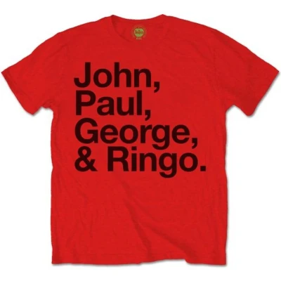 Afbeelding van The Beatles John, Paul, George &amp; Ringo Heren T shirt XL Rood