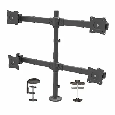 Afbeelding van StarTech.com Desk Mount Quad Monitor Arm scharnierend monitorhouder 13 tot 27 inch vier schermmonitor bureau &amp; grommet klem zwart (ARMQUAD)