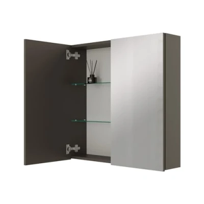 Afbeelding van Planetmöbel ARIA Badkamerkast met spiegel, breedte 70 cm, antraciet, zonder lamp en stopcontact, spiegelkast, gastenkast, x 16 cm