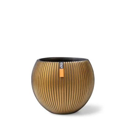 Afbeelding van Vaas bol Groove 23x19 zwart goud Capi Europe