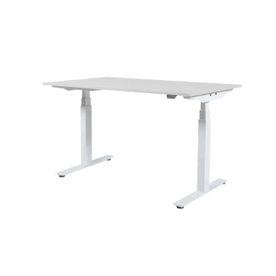 Afbeelding van Lectro Plus bureau, zit sta (64 130cm) hoogte verstelbaar dmv elektromotoren met 160x80cm wit 25mm blad en zwart (RAL9005) frame