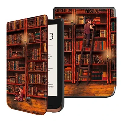 Afbeelding van FINTIE Pocketbook Touch Lux 5 / HD 3 4 Basic 2 e Book Reader hoes Slanke beschermhoes met magnetische sluiting en automatische slaap /wekfunctie, boekenkast