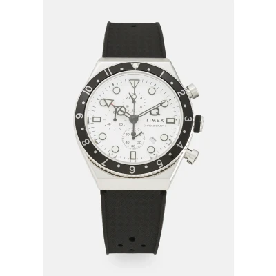 Afbeelding van Timex Q Gmt Chrono TW2V70100 Horloge Rubber Zwart Ø 40 mm