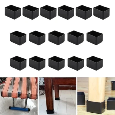Afbeelding van 16 stuks rechthoekige siliconen stoelpootbeschermers, 20 x 40 mm, stoelpootdoppen, krukbeendoppen ter voorkoming van krassen op de hardhouten vloer en