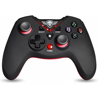 Afbeelding van Spirit of Gamer XGP Geschikt voor PS3 / PC Game Controller Draadloze Dubbele Vibratiemotor LED indicatoren Turbo knop Zwart/Rood