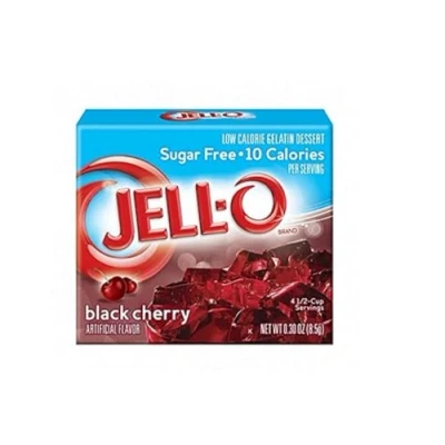 Afbeelding van Jell O Black Cherry Low Calorie suikervrij gelatine dessert (8,5 g)