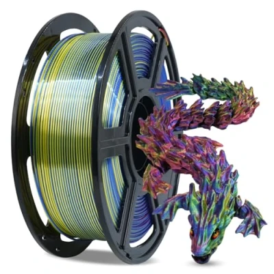 Afbeelding van FLASHFORGE Zijdeachtig PLA filament voor 3D printers, zijdeachtig, snel veranderend van kleur 1,75 mm, spoel 1 kg, zijdetextuur en ultra hoogglans, drie zijdeachtige kleuren R&amp;Y&amp;B