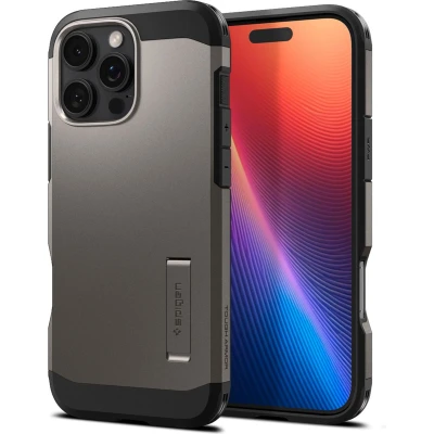 Afbeelding van Spigen Hoesje Geschikt voor iPhone 16 Pro Tough Armor Mag grijs