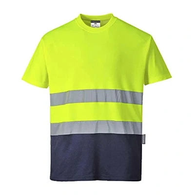 Afbeelding van Portwest S173 Comfort T shirt katoen tweekleurig normaal, geel/marineblauw, maat S
