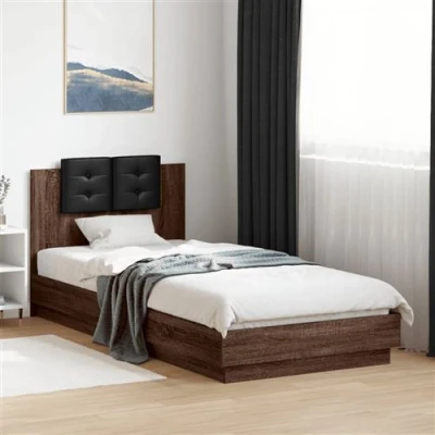 Afbeelding van vidaXL Bedframe met hoofdbord en LED bruin eikenkleurig 100x200 cm
