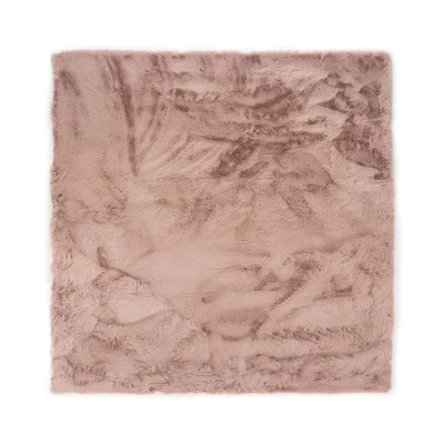 Afbeelding van Vierkant Hoogpolig Vloerkleed Comfy Plus Roze 100x100 Cm