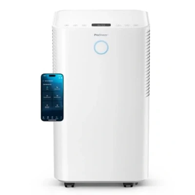 Afbeelding van Pro Breeze Luchtontvochtiger, intelligente luchtcompressor, 12 l/dag, tank 2 l, app bediening, drogen van was en automatische vochtabsorber, vochtwerend, tegen schimmel condensatie