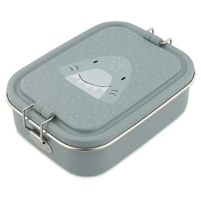 Afbeelding van Trixie Brooddoos klein Mr. Shark RSV Lunchbox voor kinderen Makkelijk te openen Broodtrommel Grijs Haai