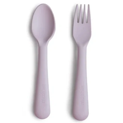 Afbeelding van Mushie kinderlepel en vork soft lilac