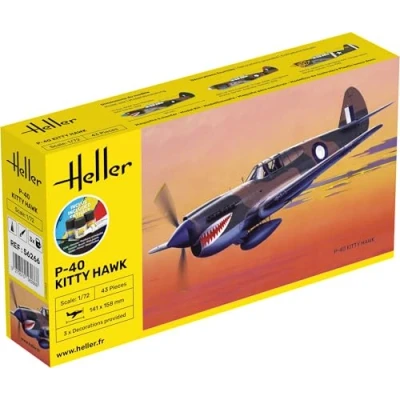 Afbeelding van 1:72 Heller 56266 P 40 Kitty Hawk Plane Starter Kit Plastic Modelbouwpakket