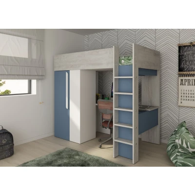 Afbeelding van Studio 1809 hoogslaper met bureau en kast 90x200 Blauw