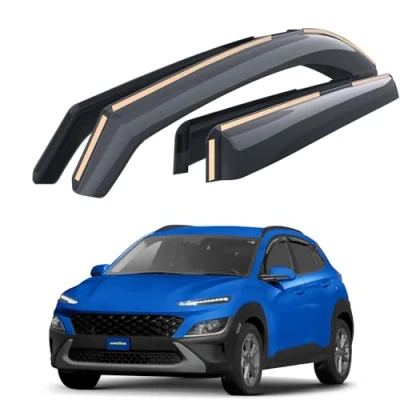 Afbeelding van GOODYEAR Set van 4 autodeflectoren voor/compatibel met Hyundai Kona 2018 2022 luchtdeflector, autospoiler, insteekbaar, donker