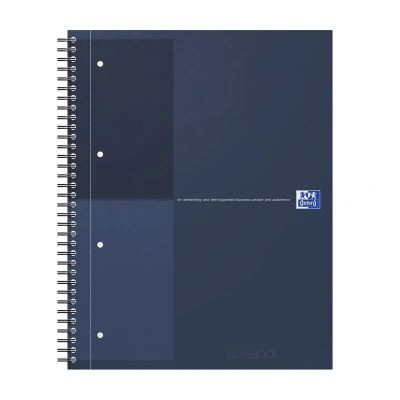 Afbeelding van Oxford International notebook A4+ gelijnd 4 gaats 80 vel stevige kartonnen kaft 30 jaar blauw