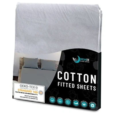 Afbeelding van Dreamzie Hoeslaken, 90 x 190/200 cm (90% polyester) tingrijs Öko Tex gecertificeerd zonder chemicaliën voelt fluweelzacht aan &amp; met elastische hoekflapjes