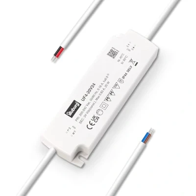 Afbeelding van illuburg Led transformator, 24 V, 20 W, waterdicht, IP44, extra plat, flikkervrij, voor ledstrips, stroombron driver