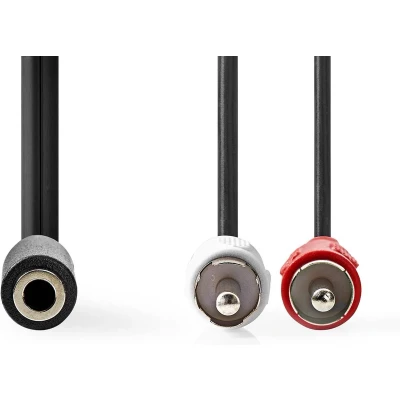Afbeelding van Nedis Stereo Audiokabel 2x RCA Male 3,5 mm Female Vernikkeld 0.20 m Rond Doos